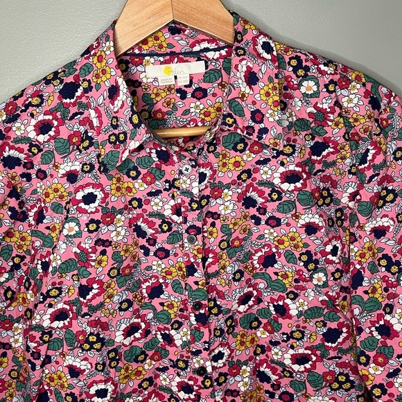 Boden Relaxed Cotton Shirt Pink Ditsy Floral - Picture 4 of 11